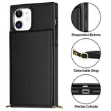 For Iphone 11 Case Wallet Card Holder Leather Pu Flip Cover Folio Lanyard Crossbody Strap Women Girl Magnetic Clasp Kickstand Heavy Duty Protective Bumper Armor For Iphone 11 Black