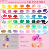 4200pcs Pony Beads Kit β 48 Colors & Letters w/ String for Jewelry Making