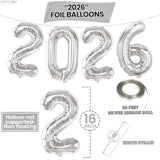 16 Inch Silver 2026 Number Balloons New Year Party Supplies