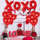 16 Inch XOXO Balloons,18 Inch Heart Balloons Valentines Day Balloon, Love Foil Balloon Banner for Wedding Engagement Galentines Day Bridal Shower Decor