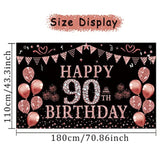 90Th Birthday Decorations Rose Gold 90 Year Old Birthday Backdrop Banner For Women Happy 90Th Birthday Party Suppiles Photography Supplies Background Happy 90Th Birthday Decoration