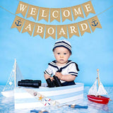 Jute Burlap Welcome Aboard Banner Nautical Boy Baby Shower Birthday Party Nursery Garland Decoration