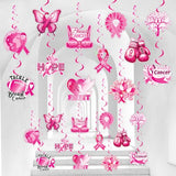 Breast Cancer Awareness Hanging Swirls 24PCS Pink Ribbon Decorations