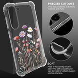 Floral Clear Case For Galaxy S23 For Women/Girls,Pretty Phone Cover For Samsung Galaxy S23,Flower Design Slim Soft Transparent Drop Proof Tpu Protective Silicone Bumper Shell,Fl-37