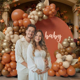 Fall Balloon Arch Kit 145pcs Terracotta Orange Nude Gold Balloons for Baby Shower Party