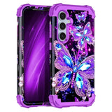 Compatible With Galaxy S24 Fe 5G Case,Glow In The Dark Three Layer Heavy Duty Shockproof Protection Hard Plastic Bumper+Soft Silicone Protective Case For Samsung Galaxy S24 Fe,Dark