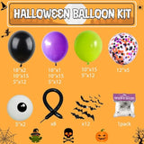 131Pc Halloween Balloon Arch Kit – Black Orange Green Purple with Spider Web