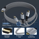 8K Hdmi 2.1 Cable (Certified) 15 Ft, 48Gbps Braided Hdmi Cord For 8K@60Hz 4K@1