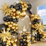 Black Gold Balloons Arch Garland Kit Star Balloon Black Gold Confetti Balloons Home Birthday Wedding Anniversary Baby Shower Party Decoration Balloons