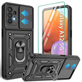 For Samsung Galaxy A32 5G Case With Hd Screen Protector, Heavy Duty Shockproof Phone Cover With Magnetic Kickstand Ring For Galaxy A32 5G,Black