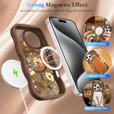 For Iphone 15 Pro 6.1'' Case, Brown Fall Floral Leaf Pattern Curly Wave Frame Hard Translucent Matte Clear Back Cover For Women Men Compatible With Magsafe Tpu Shockproof Drop Protection Phone Case