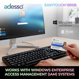 Easytouch 130Sb Wired Mechanical Keyboard With Red Switches, Built-In Smart Card Reader, Copilot Ai Hotkey, 2X Large Print Keycaps, 104 Key Full Size For Windows Pc