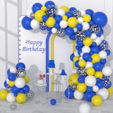 Blue Yellow White Balloon Garland Arch Kit - 116Pcs Royal Blue Yellow