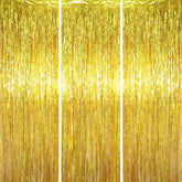 3.3 X 6.6 Ft Foil Fringe Backdrop Curtains, Tinsel Streamers Party Decorations, Fringe Backdrop For Birthday, Baby Shower, Gender Reveal, Graduation (3, Gold)