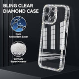 Compatible With Iphone 15 Case Clear Bling Diamond Rhinestone Cute For Girls Women Girly Case Glitter Shiny Sparkle Gem Design Soft Silicone Luxury Fashion Protective 3D Phone Case