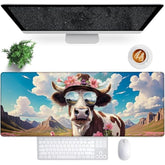 Cute Highland Cow Gaming Mouse Pad, 31.5"×11.8" Extended Desktop Mouse Pads For Keyboard Laptop Computer, Large Desk Mat With Stitched Edges For Work Office Desk Decor (Cool Cow)