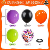 60Pcs Halloween Balloons 12" - Orange, Black, Green, Purple & Confetti Party Decor Kit