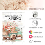 Spring Flags 28"X40" Double Sided Welcome Floral Truck Spring House Flag Burlap Yard Garden Banner For Outdoor Porch Decoration