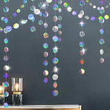 Iridescent Holographic Circle Garland – Disco Theme Party Decor for Birthday, NYE & More
