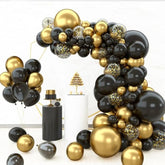 144 Pc Black Gold Balloon Arch Kit Confetti Party Decoration Garland
