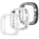 3Pack Tpu Bumper For Fitbit Versa 4 Screen Protector, Crystal Diamond Bling Case Hd Full Protective Cover For Men Women, Fitbit Versa 4/Fitbit Sense 2 Smartwatch, Black/Silver/Clear