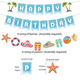 Seaside Happy Birthday Party Decoration Blue White Sign Starfish Conch Hanging Paper Banner For Kids Adults Tropical Hawaiian Beach Pool Summer Accessories Supplies
