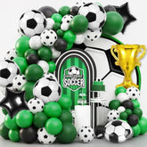 Soccer Party Decorations, 113Pcs Soccer Party Balloon Garland Arch Kit Green White Black Balloons With Soccer Foil Balloons For Soccer Theme Birthday Party Decorations