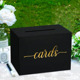 Black Card Box For Party, Gift Cards Box Holder With Gold Foil Design For Wedding Receptions, Bridal & Baby Showers, Graduations, Voting, Donate Money, Retirements, Anniversaries