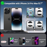 Magnetic Case For Iphone 14 Pro Max 6.7 Inch With 360 Rotatable Ring Stand, Compatible With Magsafe Car Phone Mount, Cases Cover Phone Holder For Desk Meeting/Videos?Matte Black?