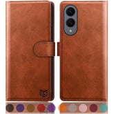 Compatible With Samsung Galaxy S25 Edge Wallet Case With Rfid Blocking Credit Card Holder,Flip Book Pu Leather Protective Cover Women Men For Samsung S25 Edge Case Light Brown