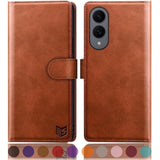 Compatible With Samsung Galaxy S25 Edge Wallet Case With Rfid Blocking Credit Card Holder,Flip Book Pu Leather Protective Cover Women Men For Samsung S25 Edge Case Light Brown