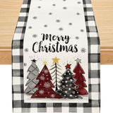 Christmas Table Runner, Buffalo Plaid Merry Christmas Runner, 13'' X 90''