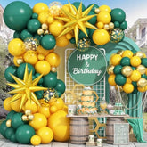Green Yellow Balloon Garland Arch Kit, Dark Green Yellow Metallic Gold Balloon With Gold Confetti Explosion Star Foil Balloon For Birthday Baby Shower Class Of 2025 Graduation Party Decoration