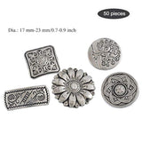 50 Pieces Antique Metal Buttons With Shank Round/Square/Flower Shaped