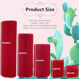 Cylinder Stands For Party 5Pcs Round Pedestal Stand Foldable Cardboard Columns Cylinder Tables For Parties Baby Shower Birthday Wedding Pillars Display Decoration (Red,5Pcs)