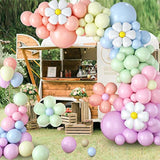 Daisy Balloon Garland Kit: Retro Boho Macaron Pastel Party Decor