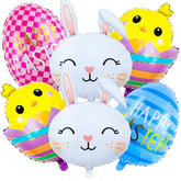 6Pcs Easter Bunny Balloons, Chick Balloons, Rabbit Head Foil Myla Balloons With Easter Eggs Balloons For Easter Party Decorations, Baby Shower, Spring Celebration Arch Decorations