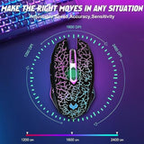 Wireless Gaming Mouse, Rechargeable Wireless Computer Mouse, 7-Color Led Light, Ergonomic Mouse With 6 Silent Click Buttons, 3 Adjustable 2400 Dpi Wireless Mouse For Laptop,Pc,Mac, Black