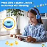 Usb C Headphones Kids For School, 3.5Mm Wired Headphones For Kids Lightweight On-Ear Headphones Built-In Mic, Safe Volume Limited For Girls/Boys/School,Travel,Cellphones,Tablets(Blue)