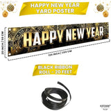 Extra Large Happy New Year 2026 Banner 120x20 Inch Yard Party Decor