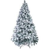 Snow Christmas Tree, 5Ft/1.5M Locked Christmas Tree White And Green With Pine Cones, Solid Metal Stand For Xmas Christmas Holiday Decoration