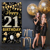 21st Birthday Door Banner: Black & Gold Party Decoration