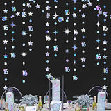 Iridescent Number 16 Circle Dot Twinkle Star Garland Kit Metallic Hanging Streamer Bunting Banner Backdrop Decorations For Girls 16Th Birthday Sweet Sixteen Wedding Anniversary Bridal Shower Party