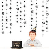 Black 13th Birthday Decorations – Metallic Star & Number 13 Garland Banner for Teen Party Decor