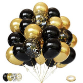 75 Black and Gold Balloons (12" & 5") for Birthday, Wedding, NYE, Graduation Decor