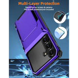 Wallet Case For Samsung Galaxy S25 6.2'' Purple, 3-5 Credit Cards Holder, Slot Flip Cover Back Pocket, Dual Layer Protective Hard Shell+Soft Tpu Rubber Inner, Bumper Armor, Non-Slip, Men Women