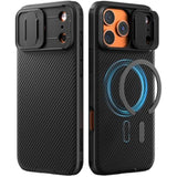 iPhone 17 Pro Max 6.9 Inch Case with Camera Cover, Hard PC Back & Soft Bumper, Protective & Slim Fit, Camera Protection Case Compatible with MagSafe, Black