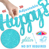 Neon Pool Party Birthday Banner Summer Birthday Party Decorations 3Pcs Glitter Blue Hawaii Beach Pool Theme Banners For Hawaiian Luau Aloha Baby Shower Wedding Supplies