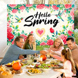 Hello Spring Banner Spring Decorative Backdrop For Spring Party Decorations Indoor Outdoor Home Use 71 * 43Inchs Floral Rose Welcome Spring Summer Banner Photo Booth Background