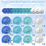 Winter Snowflake Hanging Decorations 30 Pcs Blue and Silver Christmas Ceiling Streamers Hanging Decorations Glittery Snowflakes Swirls for Wonderland Frozen Party and Christmas Decor